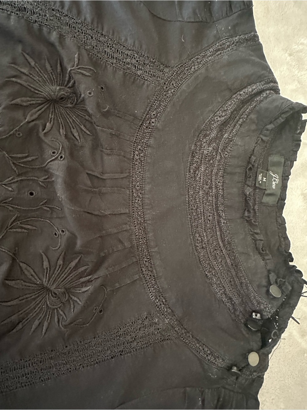 J. Crew Black Embroidered Midi Dress - Picture 7 of 9
